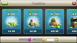 Click and easy: in-app purchases for Clash of Clans range from 99c to $99.